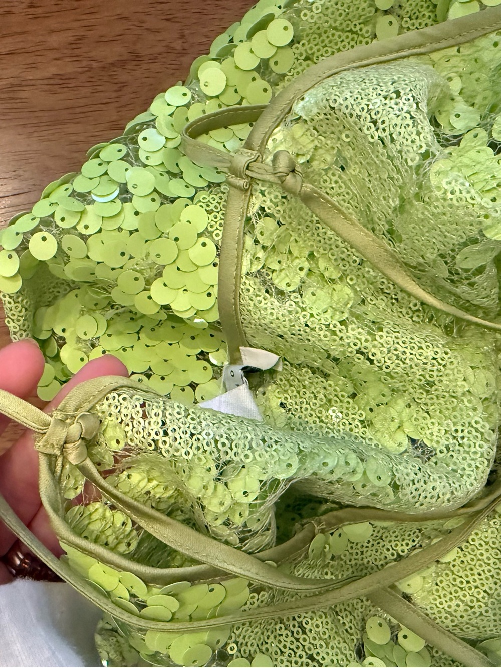 Topshop mixed sequin scoop cami mini dress in green - Picture 7 of 10